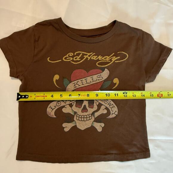Ed Hardy Love Kills Slowly Y2K Vintage Baby Tee Size Medium - Picture 4 of 7